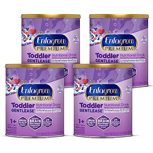 Enfagrow Premium Gentlease Toddler Nutritional Drink, Omega-3 DHA for Brain Support, Prebiotics & Vitamins for Immune Health, Non-GMO, 29.1 Oz Can, Pack of 4, Total 116.4 Oz