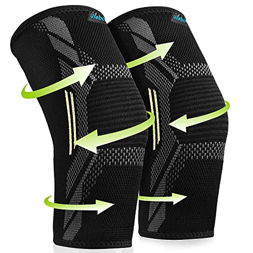 2 Pack Knee Braces Sleeves for Knee Pain Knee Support Women Men - JLebow Compression Knee Brace for Working Out, Running, Gym, Fitness, Weightlifting 丨 High Stretch Knee Pads for Meniscus Tear, ACL, Arthritis, Joint Pain (Black, Small)