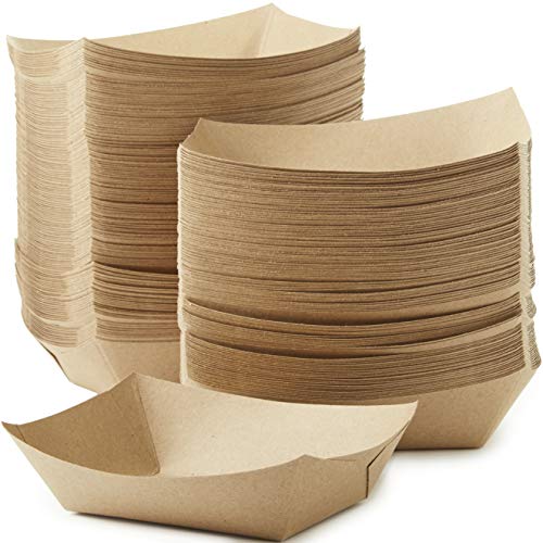 Avant Grub Eco Friendly, USA-Made 3lb Food Holder Trays 50 Pack, Compostable Other Kraft Paper Dishware Plate for Diners, Concession Stands or Camping, Sturdy 3 Lb Disposable Party Snack Boat