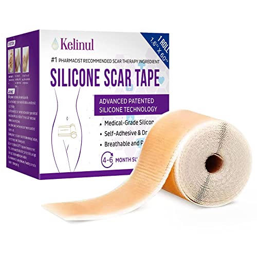 Silicone Scar Sheets Soft Silicone Gel Scar Tape Painless Silicone Tape for Softening and Flattening - Reusable, Medical Grade Silicone Scar Strips for C-Section & Keloid Surgery, Burn, Acne(1.6'' x 60'’)