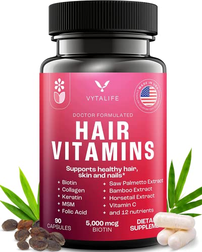 VYTALIFE Biotin 5000mcg Hair Growth Vitamin Supplements - Hair Vitamins for Women, Collagen Supplements, Hair Growth Vitamins - Hair Growth for Women, Hair Growth Supplement - 1 Pack, 90 Caps