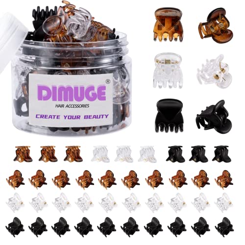 DIMUGE 1/2 Inch Durable Mini Small Hair Claw Clips 45pcs Great for Women & Girls Design Hairstyles, Grip Stronger Jaw Tiny Hair Clips for Hold Hair Back, Bangs, Others Styling.