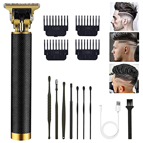 PXLISIE Hair Clippers for Men, Professional Hair Trimmer T Blade Trimmer Zero Gapped Trimmer, Cordless Rechargeable Beard Trimmer Shaver Hair Cutting Kit with Guide Combs (Black)