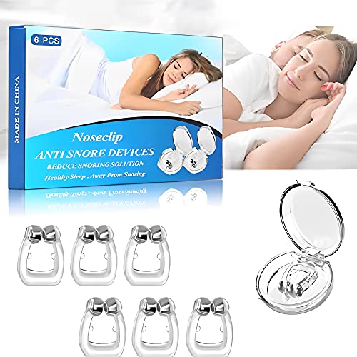 Snore Stopper, Anti Snoring Device, Anti Snoring Nose Clip, Silicone Magnetic Anti Snoring Nose Clip, Help Stop Snoring, Quieter Restful Sleep (6pc)