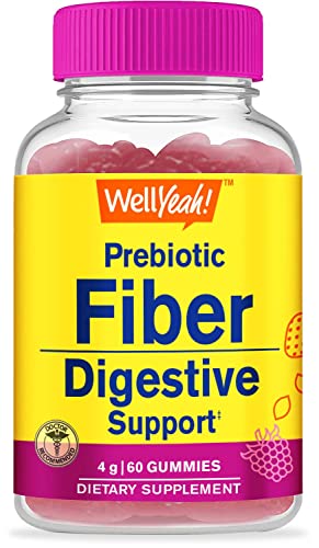 WellYeah Prebiotic Fiber Gummies - Digestive System Support, Doctor Recommended, Can Help for Constipation - Vegan Friendly and Gluten-Free, GMO Free - Yummy Natural Berry Flavors - 60 Gummies