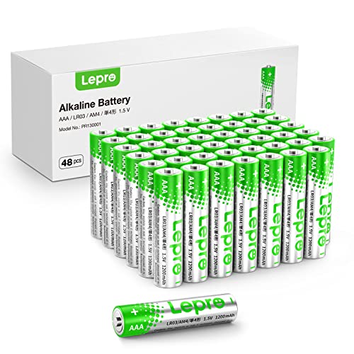 Lepro AAA Alkaline Batteries, 1.5 Volt 1200mAh Triple A Batteries, Long Lasting Power, Holds Power Up to 10 Years, Anti-Leakage Technology, Ideal for Everyday Devices, Pack of 48