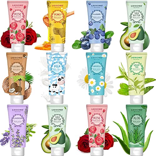 12 Pack Body Lotion Gift Set for Women,Natural Fragrance Body Care Cream Moisturizing Travel Size Body Lotion With Shea Butter and Aloe,Bulk Body Lotion Sets, Christmas Stocking Stuffers Valentines Day Mother's Day Gifts for Her Women Girlfriend Mom Wife