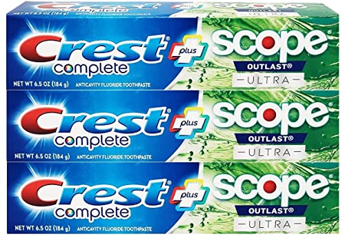 Crest Complete Whitening Plus Scope Outlast Ultra Toothpaste 6.5 oz (184g) - Pack of 3