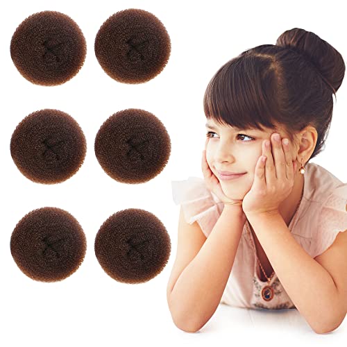 Styla Hair Donut Hair Bun Maker for Kids, Ballet Buns Maker for Kids, Sock Bun Hair Maker, Donut Bun Maker Hair, Easy Bun Hair Bun Maker, Hair Donut Bun Maker (6pc Brown)