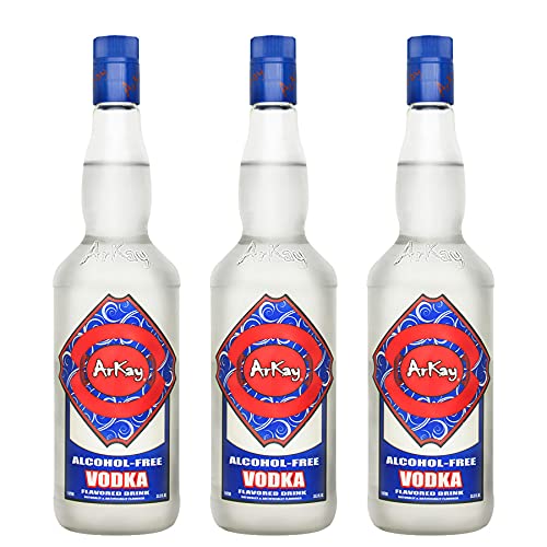 ArKay Alcohol Free Vodka Flavored Drink - Vodka Substitute - Since 2011-3 x 33.3 FL OZ Bottle Case