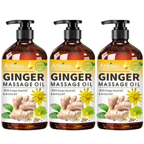 3 Pack Ginger Oil, Ginger Oil Lymphatic Drainage Massage,Belly Drainage Ginger Oil, Ginger Massage Oil Lymphatic Drainage,100% Natural Massage Oil for Massage Therapy With Arnica Extract,Vitamin E Oil