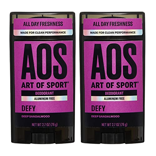 Art of Sport Men’s Deodorant, Aluminum Free, Sandalwood Fragrance, Made with Natural Botanicals, Moisturizing Tea Tree Soap, Made for Athletes, Defy Scent, 2.7 Ounce