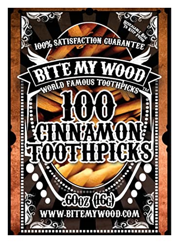 Bite My Wood Cinnamon Toothpicks - Infused 3 Times - Hot Cinnamon Flavor Toothpicks May Aid In Quit Smoking, Zero Calories Keto Friendly, May Help Curb The Urge When Dieting - 100 Count