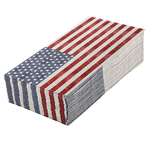 50 Pieces Patriotic Guest Napkins American Flag 3-Ply Disposable Paper Napkins 4th of July Hand Towel Decorative Dinner Napkin for Independence Day Kitchen Bathroom Party Tableware