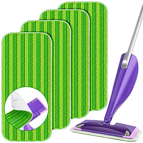 Reusable Mop Pads Compatible with Swiffer Wet Jet, Wet Jet Pads Refills for Swiffer Mop, Microfiber Replacement Pads for Hardwood Floor Cleaning, Dry Wet Mopping Cloths for 12" Wet Jet Refill, 4 Pack