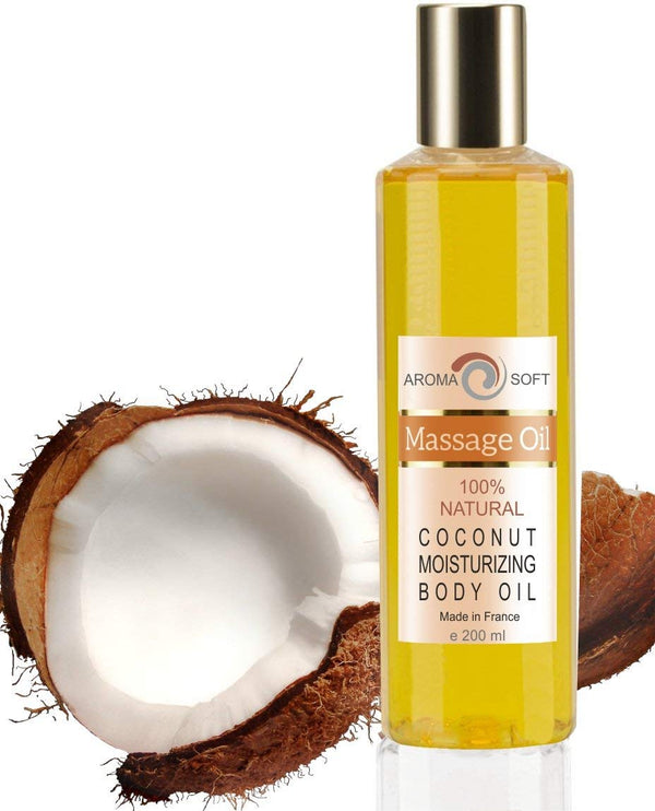 bleu & marine Bretania - 100% Natural Coconut & Grapeseed Body Massage Oil | Sensual Aromatherapy Experience | Non-Greasy Skin Lubricant | Anti-oxidant Rich | Suitable for All Skin Types, 200 ml Pack