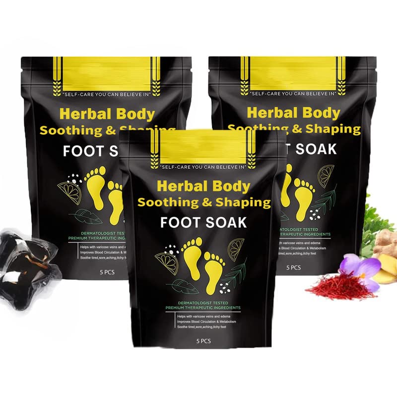 3 Packs Herbal D-etox&Shaping Cleansing Foot Soak Beads,Daily Rebody Body D-etox Foot Soak,Herbal D-etox Cleansing Foot Soak Beads（15 PCS)…